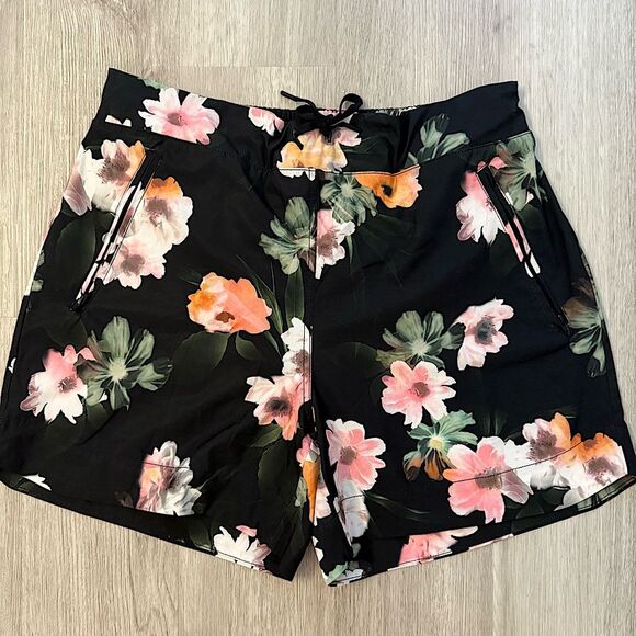 Tangerine Black Floral Print Running Shorts With Liner Size XL - Picture 2 of 6